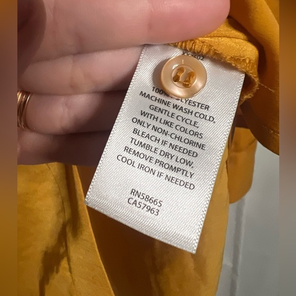 Open Edit Mustard Yellow Satin Button Up Blouse Medium - Picture 7 of 8